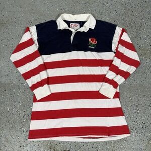 Vintage England Rugby Shirt Mens Large Red White Long Sleeve Union Polo 90s